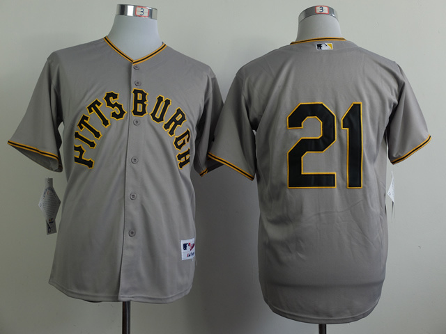 Men Pittsburgh Pirates #21 Clemente Grey Throwback 1953 MLB Jerseys->pittsburgh pirates->MLB Jersey